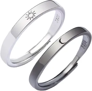 BESPORTBLE 1 Pair Adjustable Sun and Moon Couple Rings Matching Rings for Him and Her Promise for Couples Jewelry Present for Lovers for Any Occasion