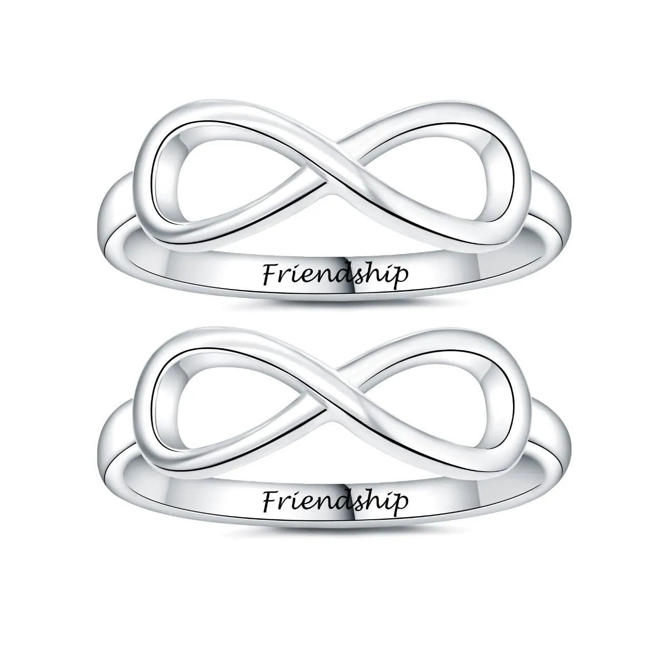 Best Friend Rings Friendship Ring for 2 Women Infinity Matching Friends Bff Bestfriend Sister Promise Couples Mens Women's Men Her Couple Set His and Personalized Engraved Custom Name Sterling Silver