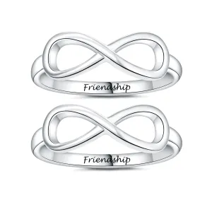 Best Friend Rings Friendship Ring for 2 Women Infinity Matching Friends Bff Bestfriend Sister Promise Couples Mens Women's Men Her Couple Set His and Personalized Engraved Custom Name Sterling Silver