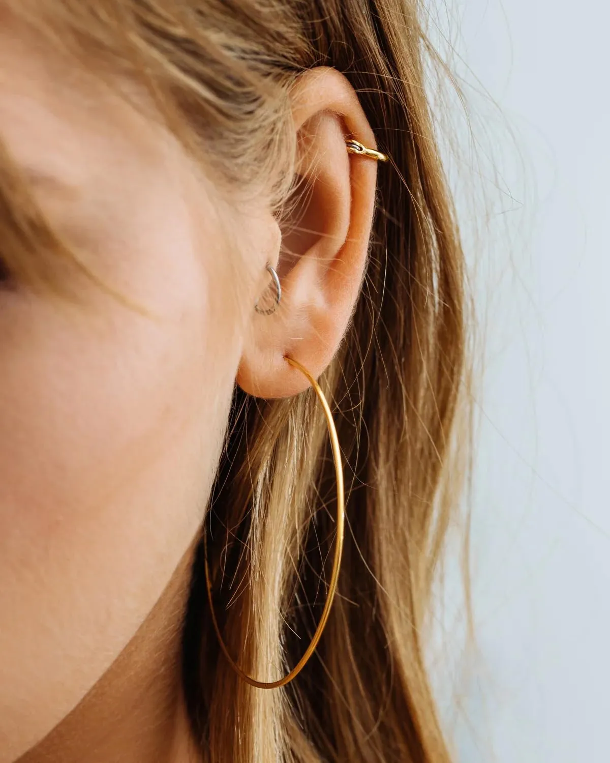 Big Thin Gold Hoop Earrings for Women Trendy Simple Large 18k Gold Plated Sterling Silver Hoops Statement Lightweight Endless Hoop Earrings for Women Minimalist Jewelry Gifts 50mm/70mm/90mm