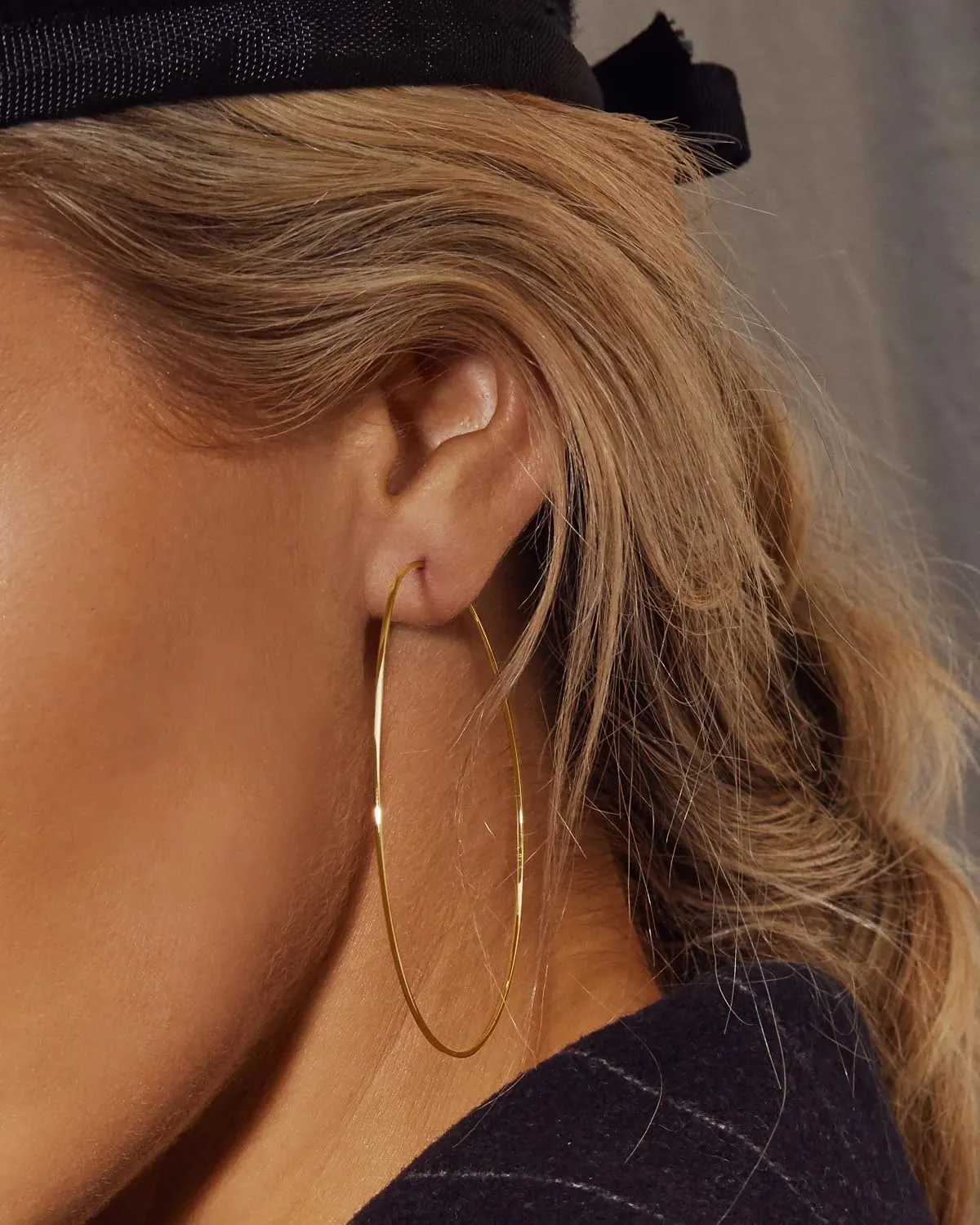 Big Thin Gold Hoop Earrings for Women Trendy Simple Large 18k Gold Plated Sterling Silver Hoops Statement Lightweight Endless Hoop Earrings for Women Minimalist Jewelry Gifts 50mm/70mm/90mm