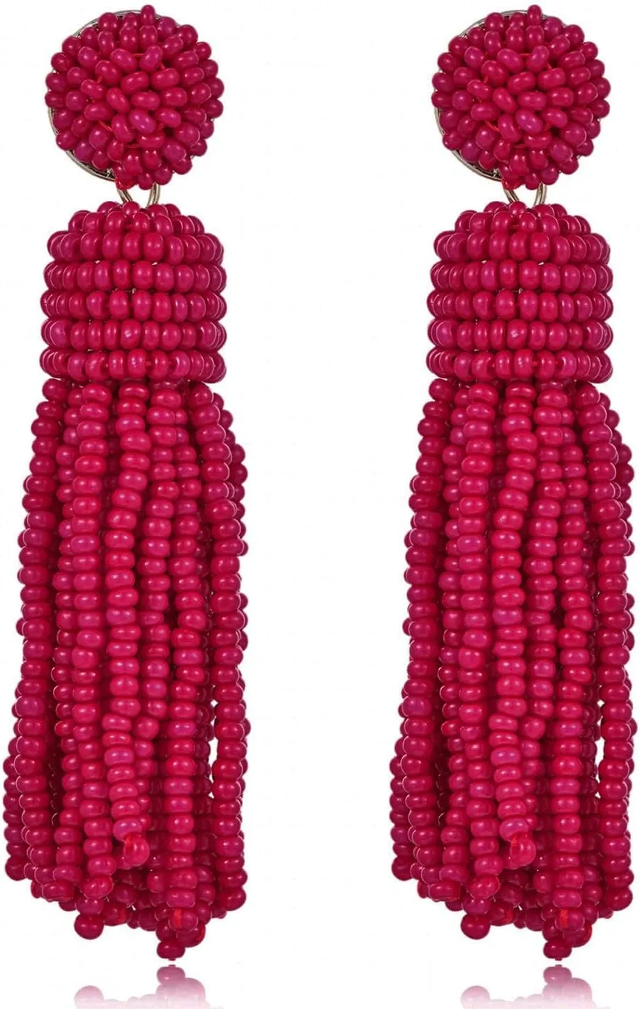 Black Beaded Earrings Boho Earrings for Women Dangling Seed Bead Earrings Tassel Earrings Fashion Jewelry