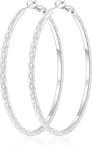 BMMYE Gold Hoop Earrings for Women Lightweight 14K Gold Plated Earrings Hypoallergenic Earrings Big Hoop Earrings for Women 40/50/60/70MM