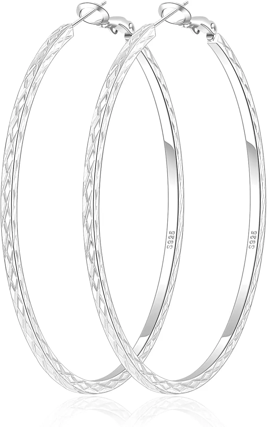 BMMYE Gold Hoop Earrings for Women Lightweight 14K Gold Plated Earrings Hypoallergenic Earrings Big Hoop Earrings for Women 40/50/60/70MM