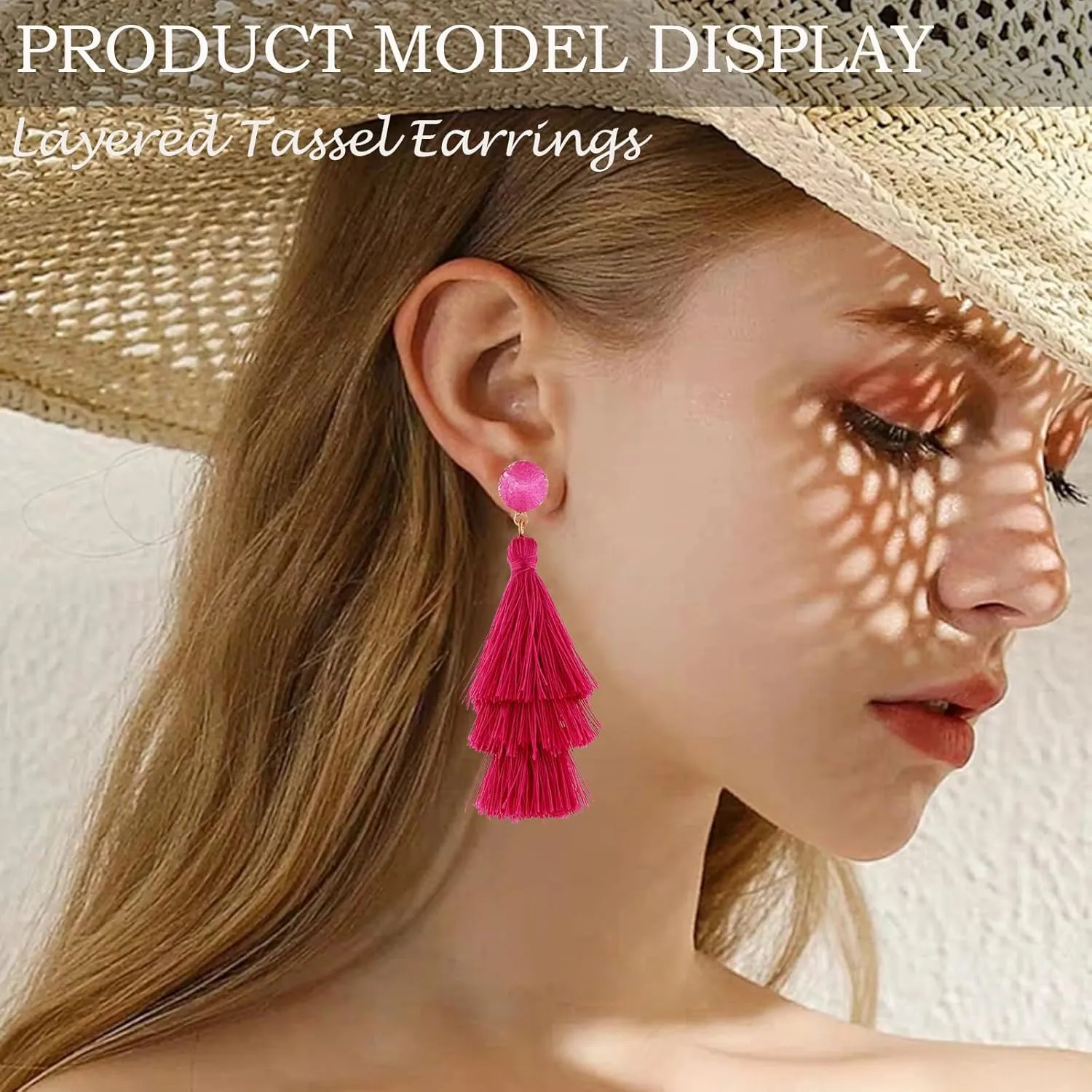 Bohemian 3 Tier Layered Colorful Tassel Earrings for Women,Handmade Multi Colors Long Fringe Dangle Earrings Party Jewelry