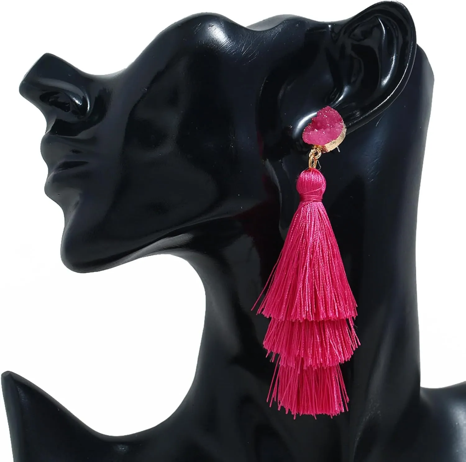 Bohemian 3 Tier Layered Colorful Tassel Earrings for Women,Handmade Multi Colors Long Fringe Dangle Earrings Party Jewelry