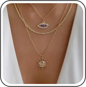 Boho Crystal Evil Eye Necklace Choker Sapphire Teardrop Pendant Necklace Blue CZ Eye Necklaces Lucky Devil Eyes Chain Necklaces Jewelry for Women