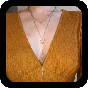 Boho Layered Triangle Y Lariat Necklace Silver Bar Y Drop Pendant Necklaces Vintage CZ Choker Necklace Adjustable Hollow Triangle Long Chain Necklaces Jewelry for Women