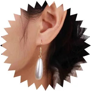 Boho Pearl Drop Earrings Teardrop Pearl Earrings White Pearl Dangle Earrings Pearl Bridal Earrings Jewelry for Women (Teardrop Shape)