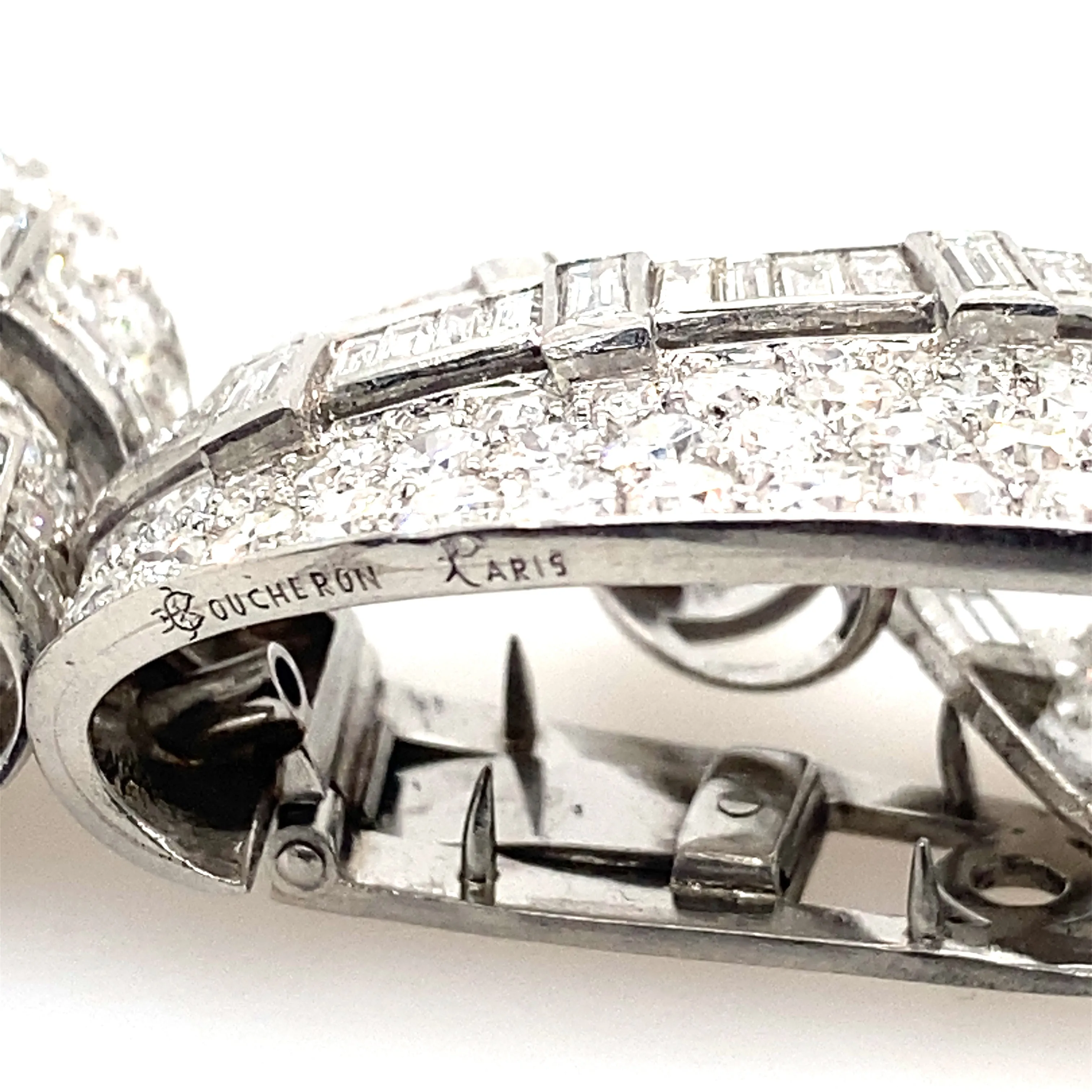 Boucheron platinum and diamond double clips brooch