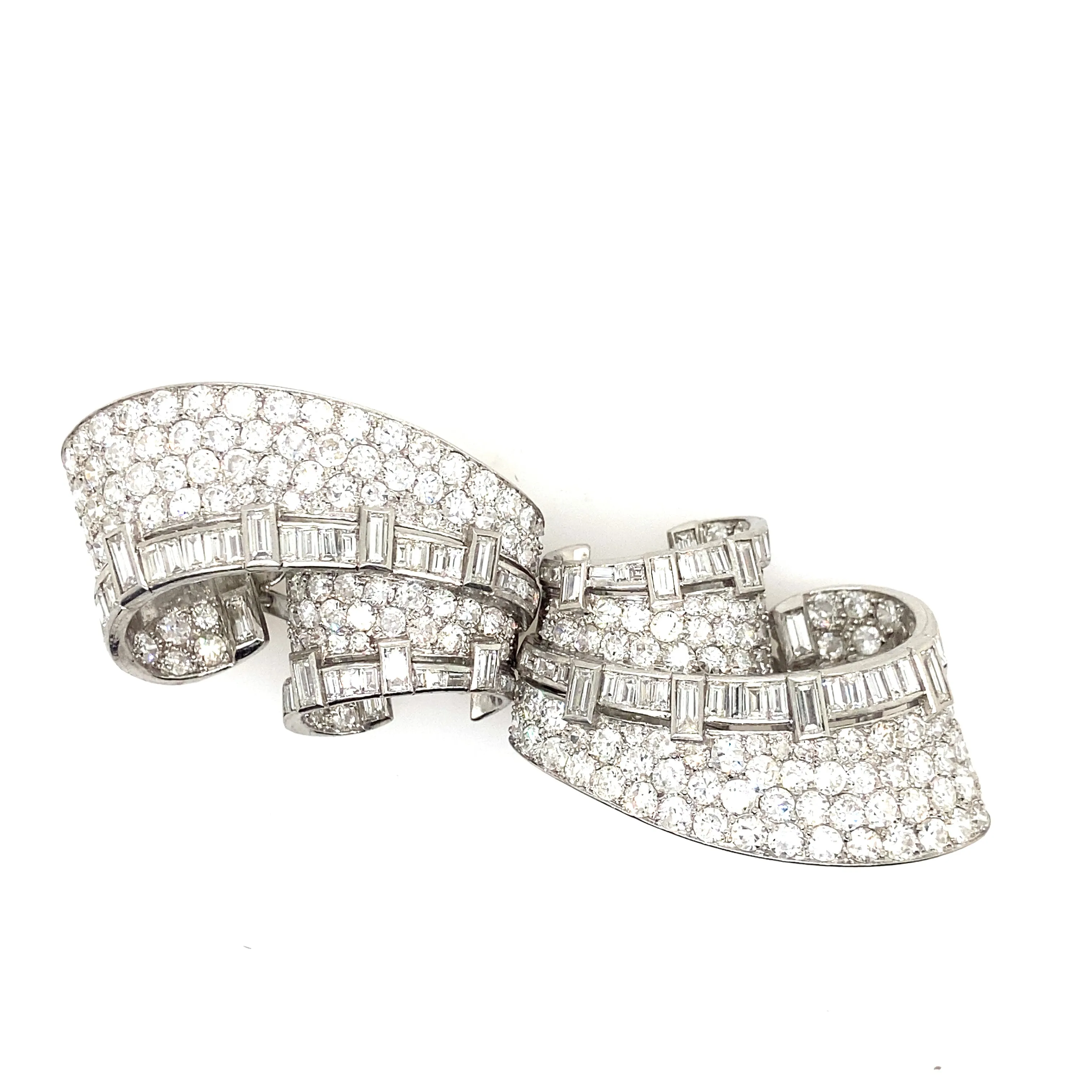 Boucheron platinum and diamond double clips brooch