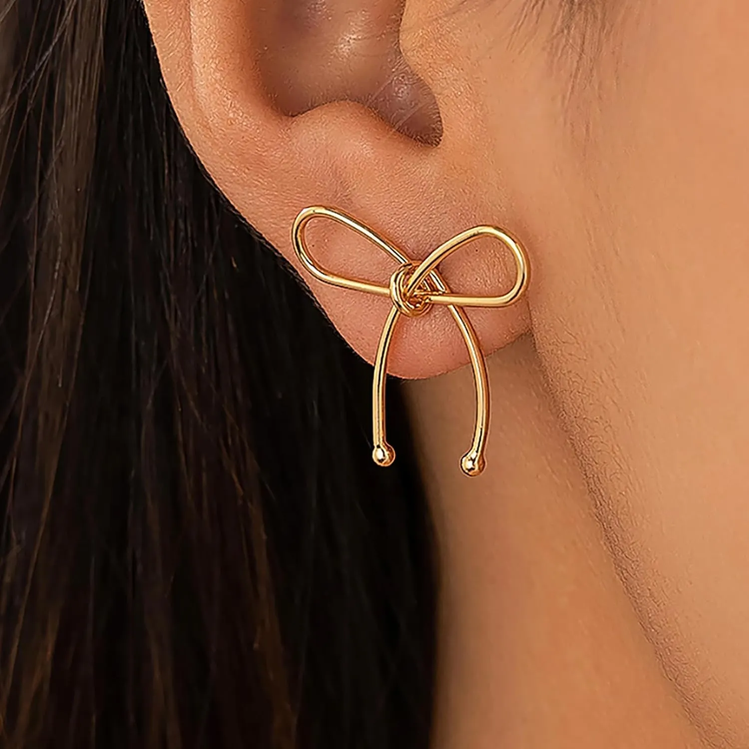Bow Earrings for Women Dainty Gold Bow Stud Earrings Simple Bow Hoop Earrings Sparkly Rhinestone Bowknot Drop Earrings Cute Bow Jewerly Gifts