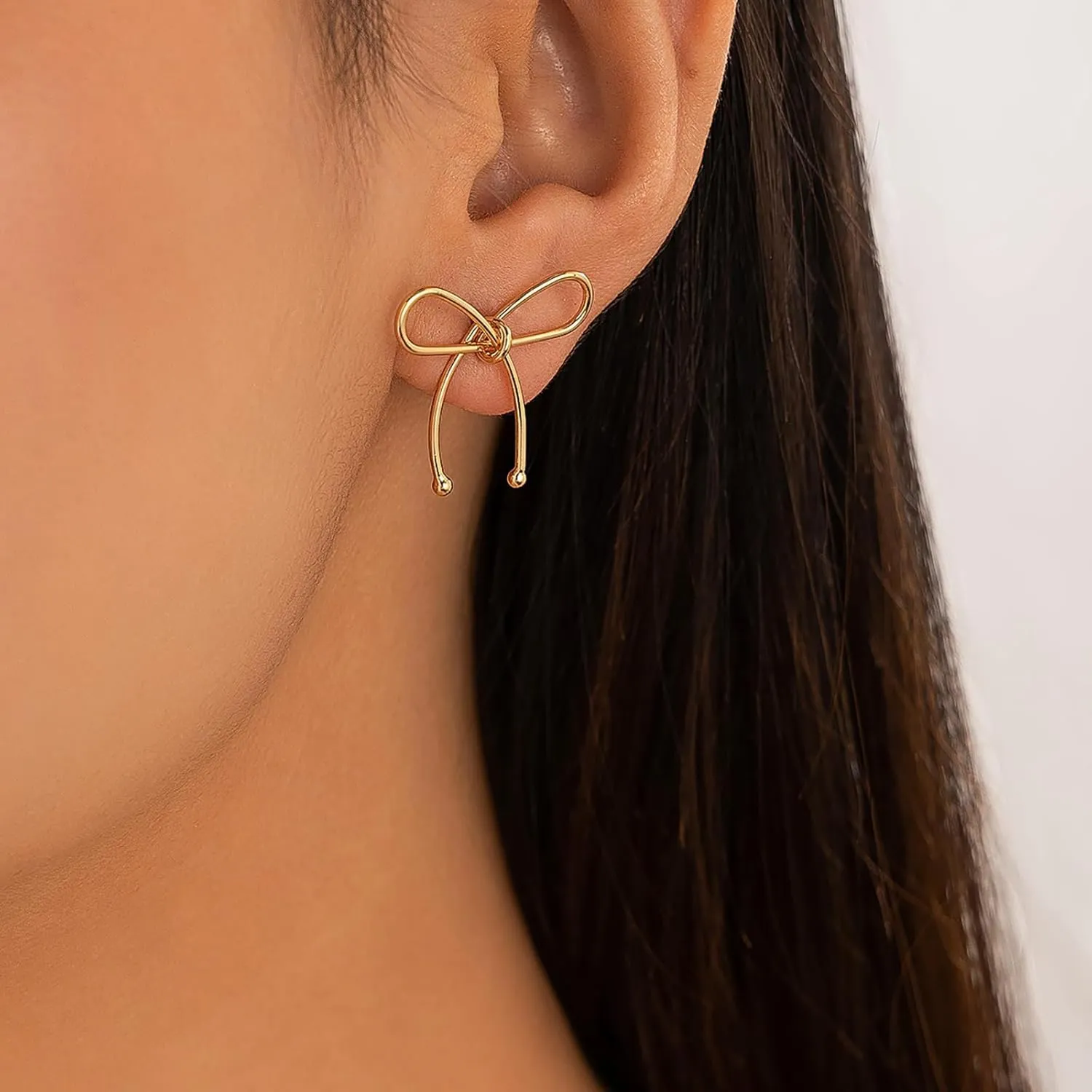 Bow Earrings for Women Dainty Gold Bow Stud Earrings Simple Bow Hoop Earrings Sparkly Rhinestone Bowknot Drop Earrings Cute Bow Jewerly Gifts