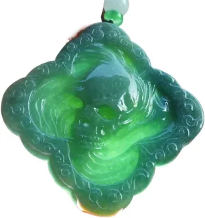 Certified Green A Jade jadeite pendant Human Skull Head ???? 698043 AS