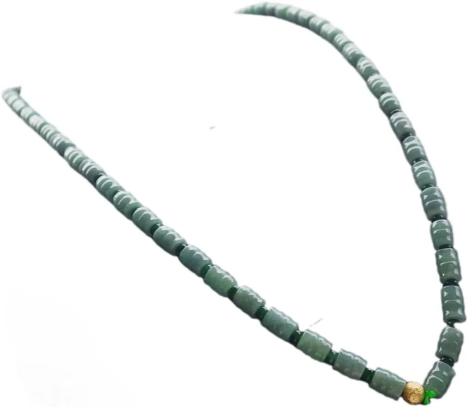 Certified Green Burma A JADE Jadeite Bamboo Beads Necklace 24 inch ???? 111087 TS