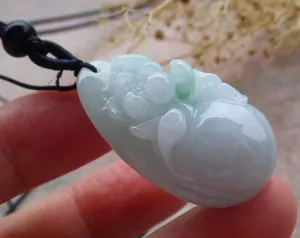 Certified Green Burma A Jade jadeite Pendant Frog Toad Lotus Flower ? 672139 AS