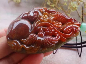 Certified Green Grade A Jade jadeite pendant Gold Fish Coin ????????