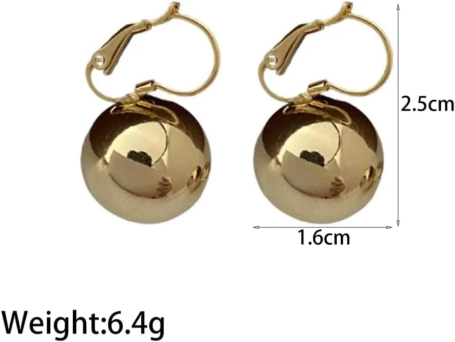 Chunky Gold Ball Hoop Earrings for Women Silver Round Ball Drop Dangle Earrings Lightweight Bead Dangling Earrings Jewelry Accessories for Her