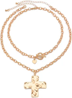 Chunky Gold Cross Necklaces for Women Statement Trendy Necklace Thick Chain Goth Grunge Jewelry Large Cross