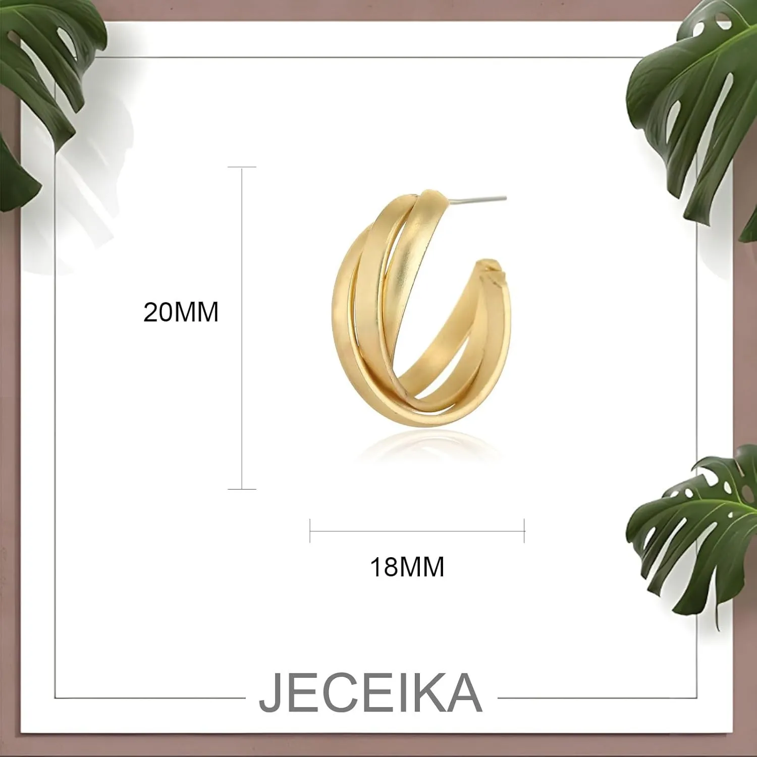 Chunky Gold Hoop Earrings for Women, Trendy 14K Gold Plated Gold/Silver Statement Earring Thick Open Double Hoop Earrings Lightweight Hypoallergenic Earrings Gold Jewelry
