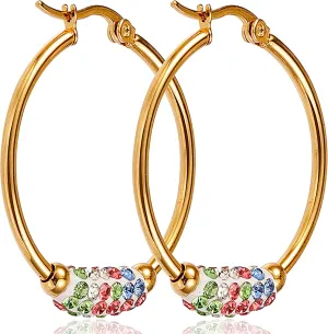 Chunky Gold Hoop Earrings for WomenGold Statement Trendy Teardrop Cubic Zirconia Hoops Earrings