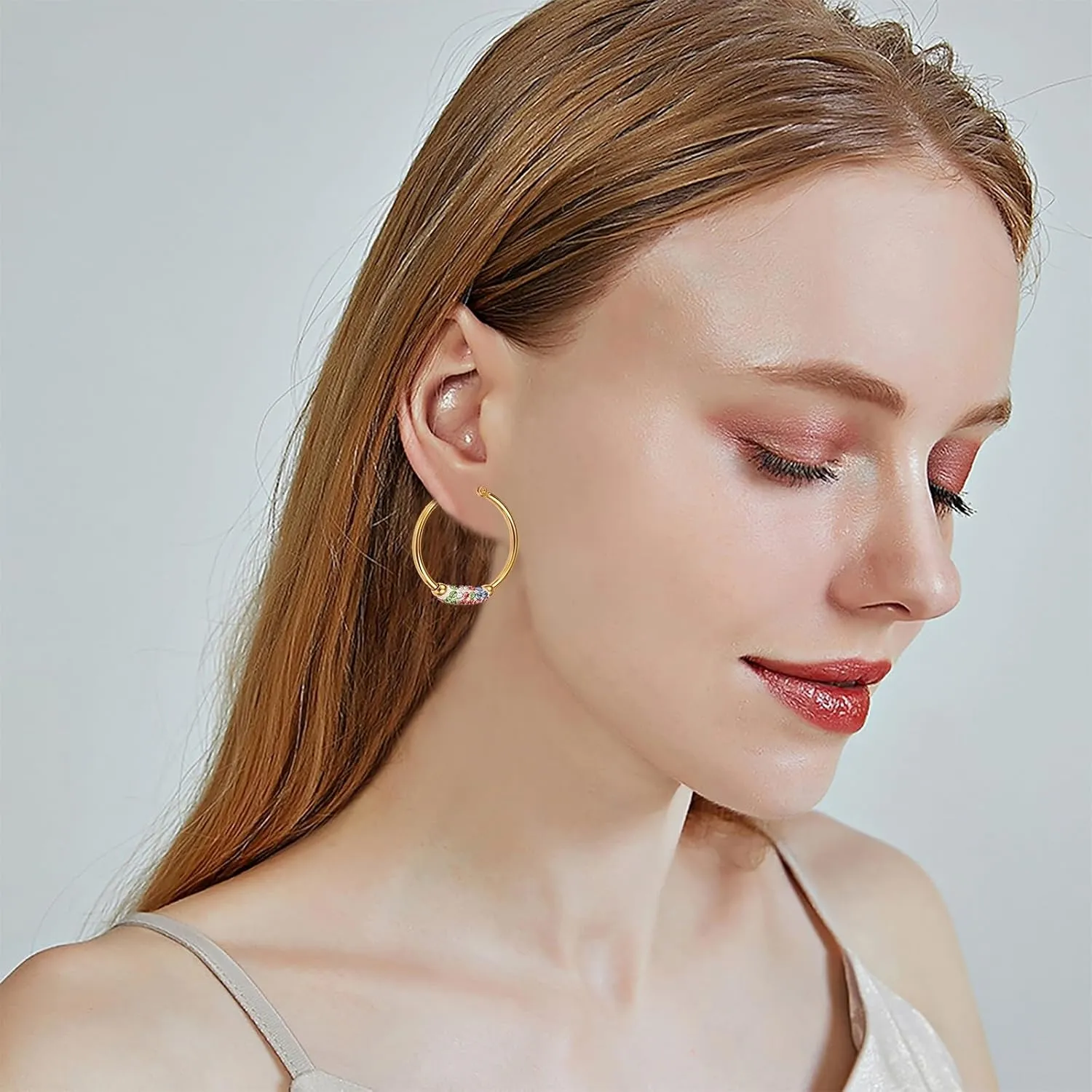 Chunky Gold Hoop Earrings for WomenGold Statement Trendy Teardrop Cubic Zirconia Hoops Earrings