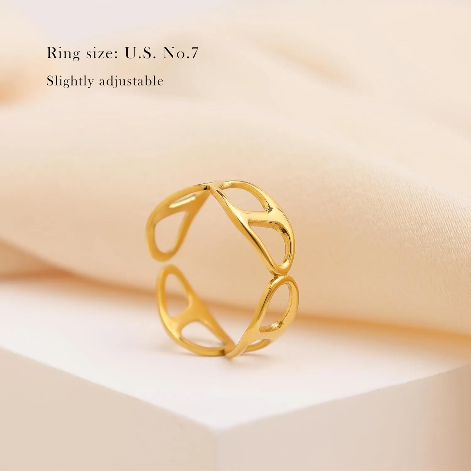 Chunky Gold Open Rings for Women, Trendy Minimalist Simple Adjustable Twisted Geometric Hollow Flower Circle Thumb Stackable Ring Prom Holiday Jewelry Gift