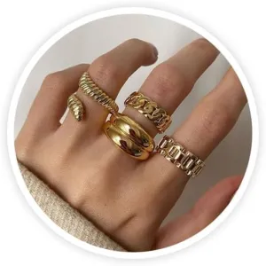 Chunky Gold Ring Set Boho Stackable Rings for Finger Vintage Knuckle Rings Sets Prom Costume Accessories for Women