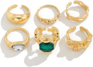 Chunky Gold Ring Set Boho Stackable Rings for Finger Vintage Knuckle Rings Sets Prom Costume Accessories for Women