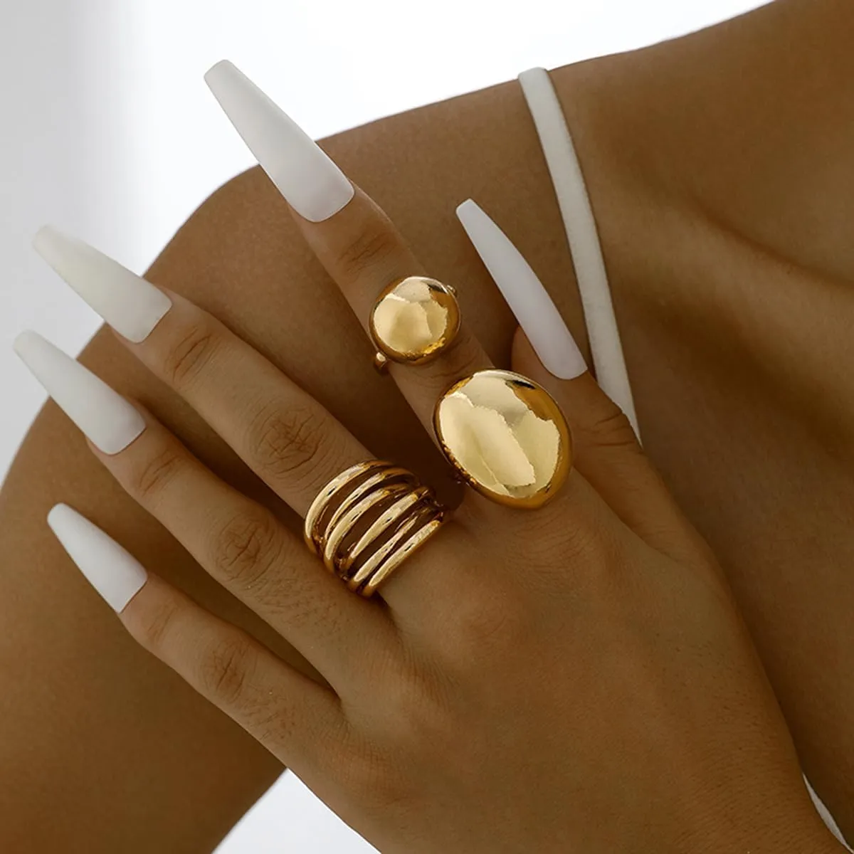 Chunky Gold Rings Set for Women Stacking Finger Knuckle Rings Silver Statement Ring Set Punk Jewelry