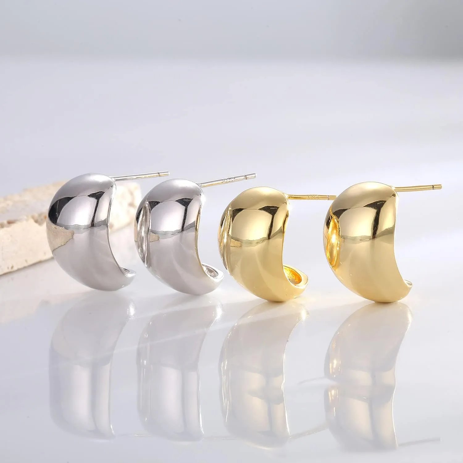 Chunky Hoop Earrings Gold/Silver Plated Thick Drop Earrings Teardrop Earrings Water drop Earrings Statement Earrings for Women