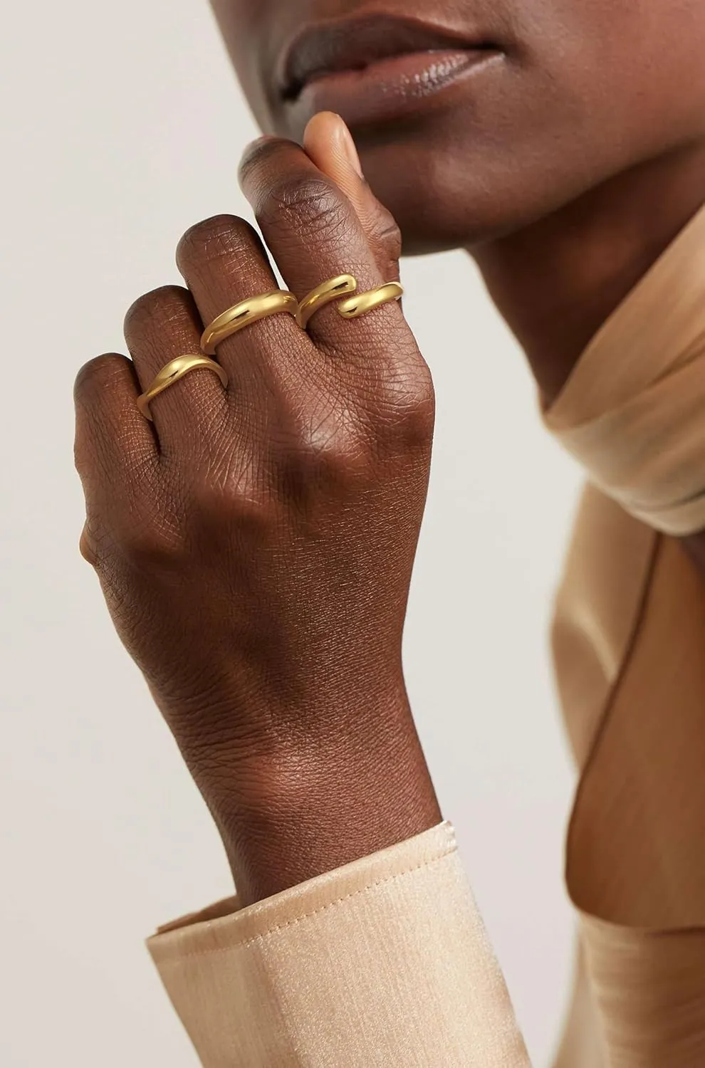 Chunky Stackable Gold Rings for Women Non Tarnish Thick 14k Gold Plated Stacking Ring Sets Dainty Thumb Band Eternity Rings Trendy Statement Minimalist Cute Rings Jewelry for Women Size 6 7 8 9 10