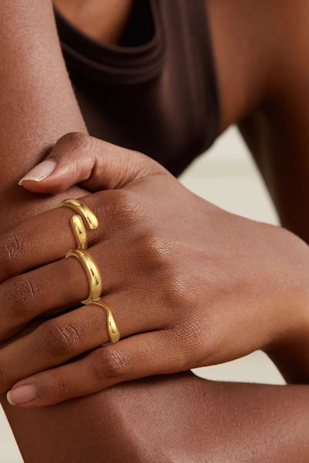 Chunky Stackable Gold Rings for Women Non Tarnish Thick 14k Gold Plated Stacking Ring Sets Dainty Thumb Band Eternity Rings Trendy Statement Minimalist Cute Rings Jewelry for Women Size 6 7 8 9 10