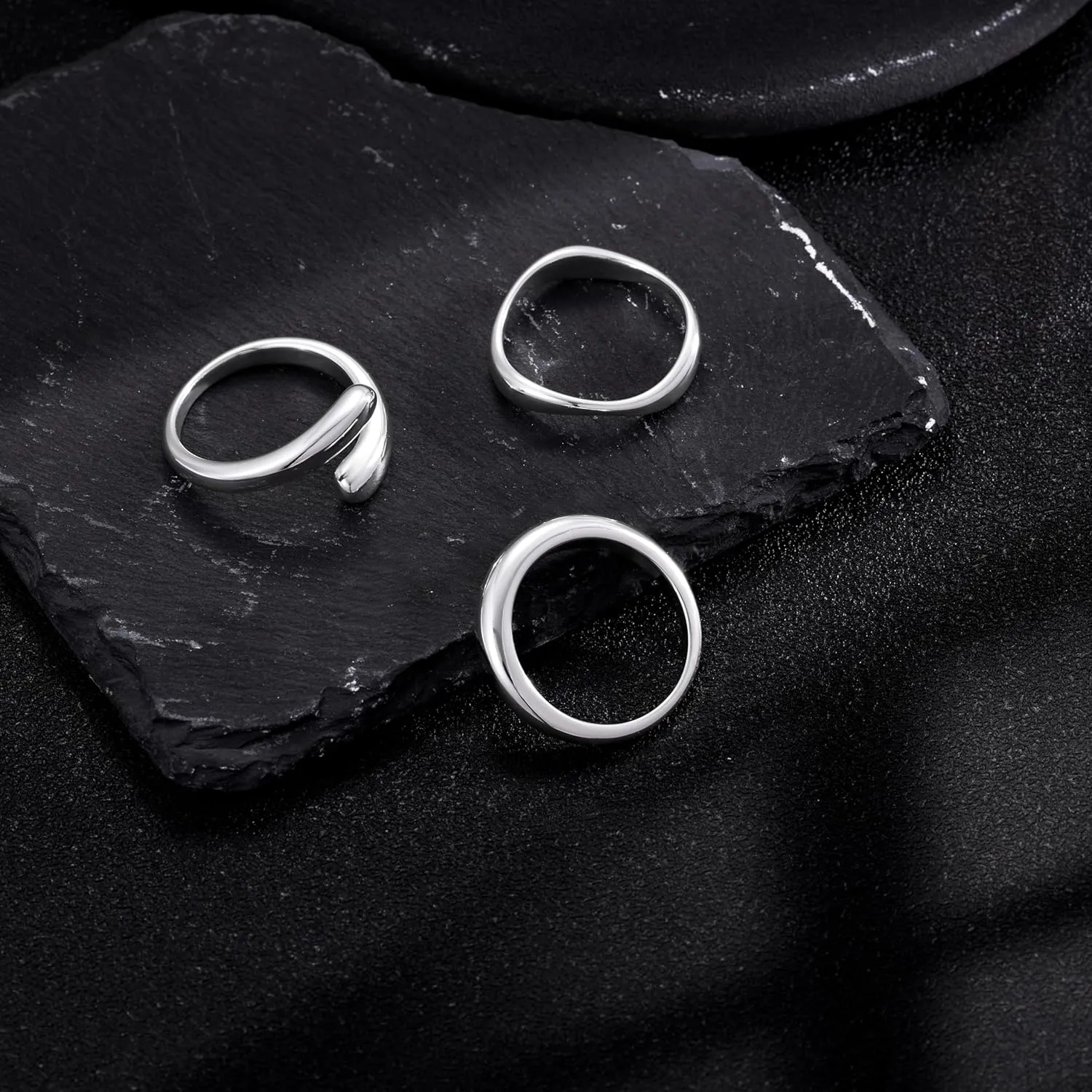 Chunky Stackable Gold Rings for Women Non Tarnish Thick 14k Gold Plated Stacking Ring Sets Dainty Thumb Band Eternity Rings Trendy Statement Minimalist Cute Rings Jewelry for Women Size 6 7 8 9 10