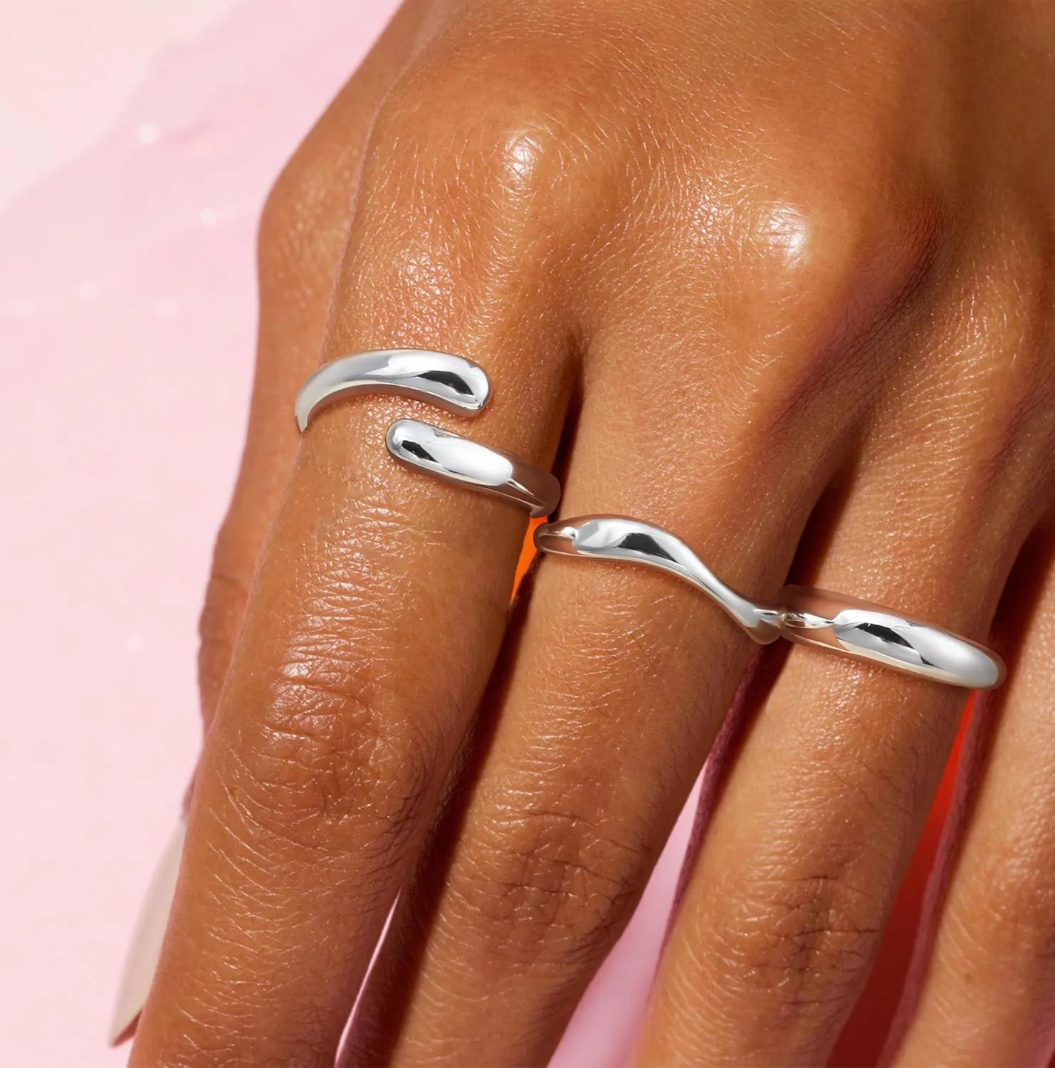 Chunky Stackable Gold Rings for Women Non Tarnish Thick 14k Gold Plated Stacking Ring Sets Dainty Thumb Band Eternity Rings Trendy Statement Minimalist Cute Rings Jewelry for Women Size 6 7 8 9 10