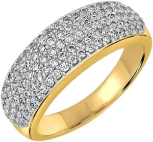 Chunky Statement Rings 18K Gold Plated Brass Filled Ring Bands With Trendy Cubic Zirconia Stone Stack Band Finger Jewelry, Size U8