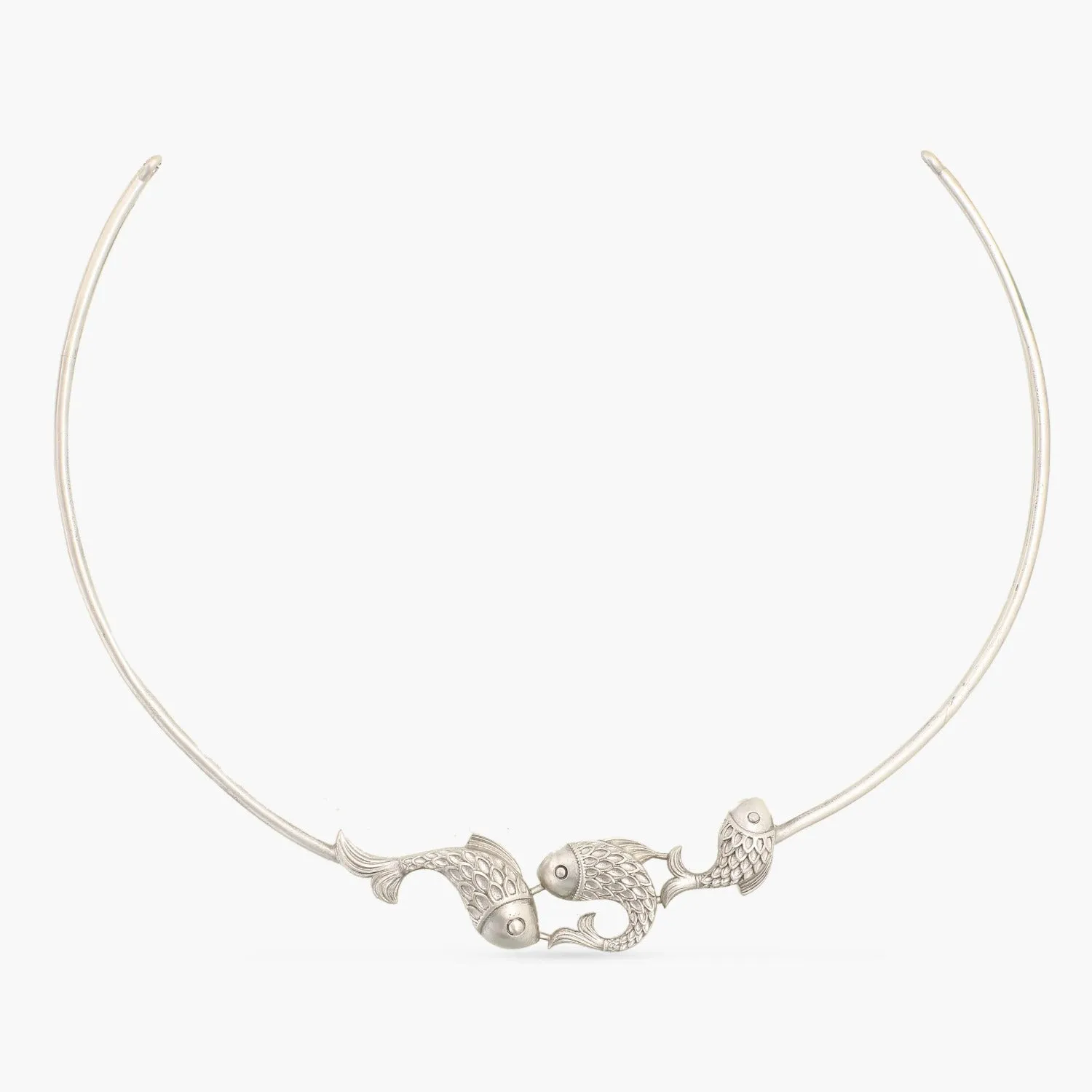 Classic FIsh Oxidized Hasli Necklace