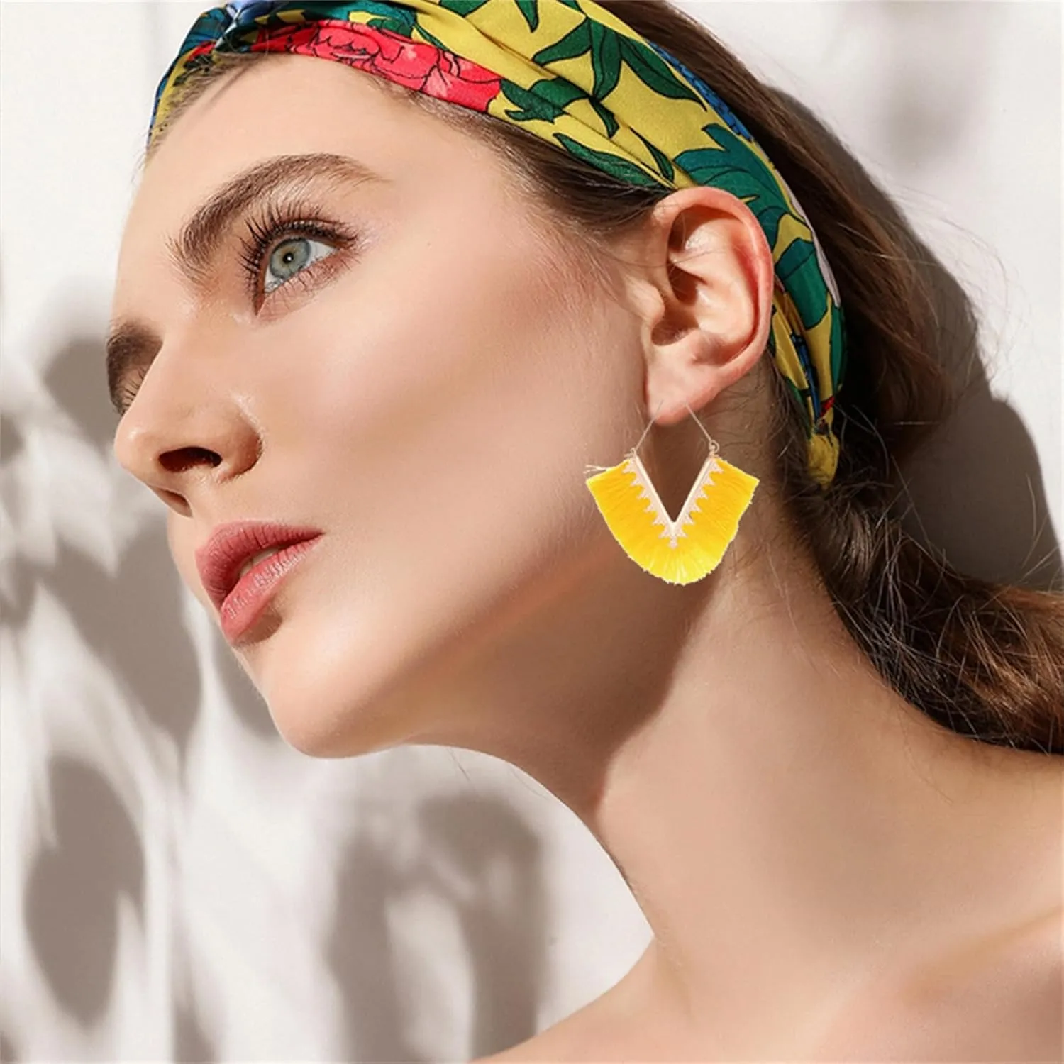 coadipress Statement Tassel Earrings for Women Colouful Silky Lightweight Geometric Triangle Drop Earrings Bohemian Fringe Earrings Geometric Handmade Earrings Holiday Jewelry Gifts