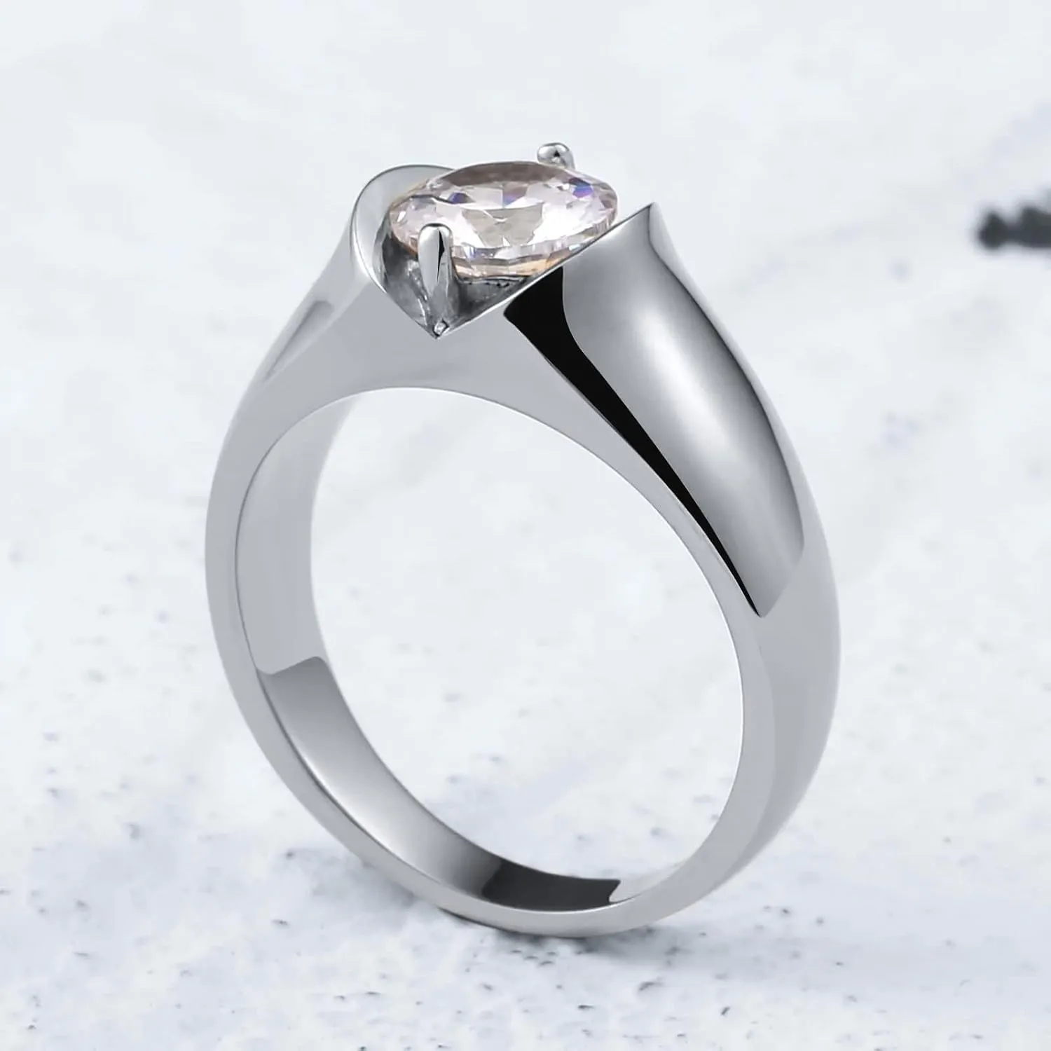 Couple Rings Engravable Men and Women's Wedding Rings,Stainless Steel Band Silver Gold Ring Round White Cubic Zirconia Rings Couple