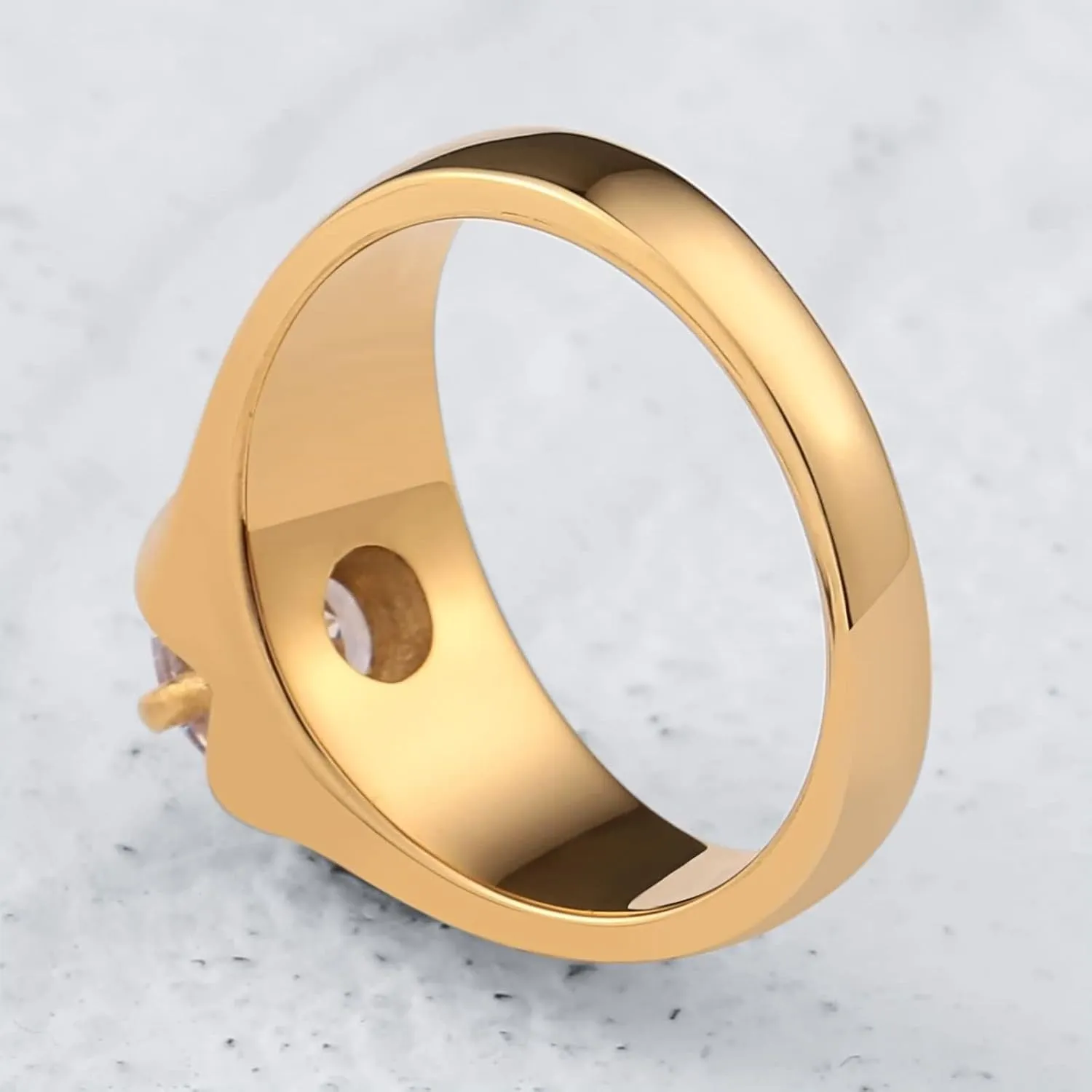 Couple Rings Engravable Men and Women's Wedding Rings,Stainless Steel Band Silver Gold Ring Round White Cubic Zirconia Rings Couple