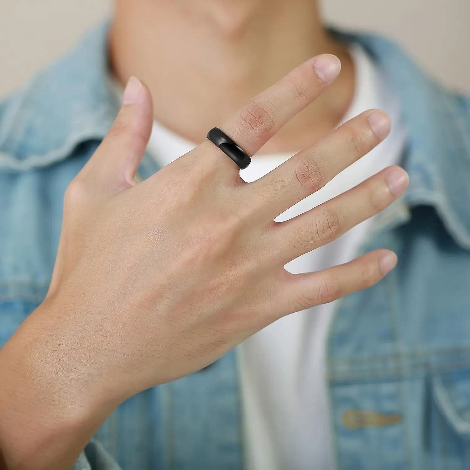Couple Rings Matching, Black Tungsten Rings for Men Wedding Band Polished Ring 6mm Fashion Couple Ring