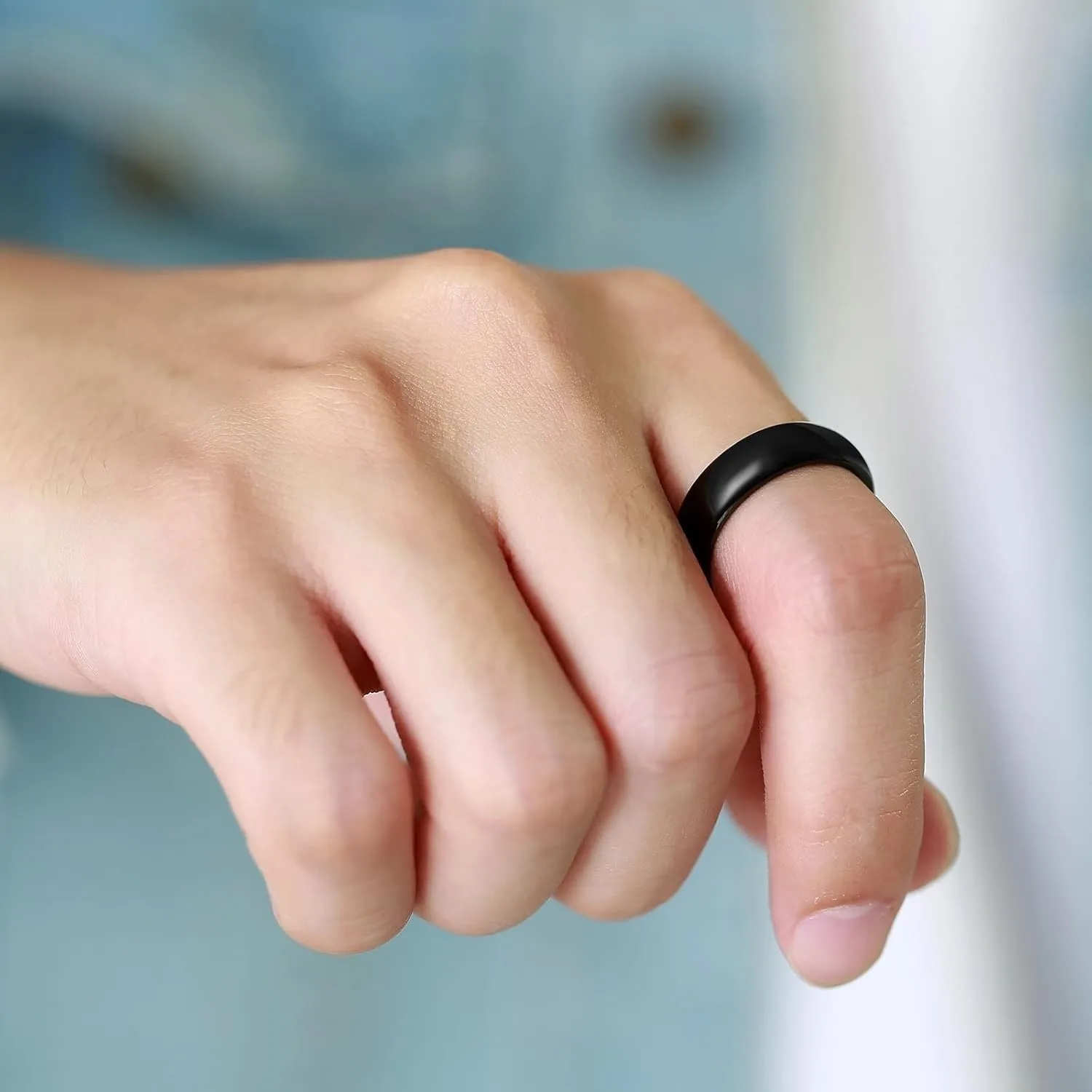 Couple Rings Matching, Black Tungsten Rings for Men Wedding Band Polished Ring 6mm Fashion Couple Ring