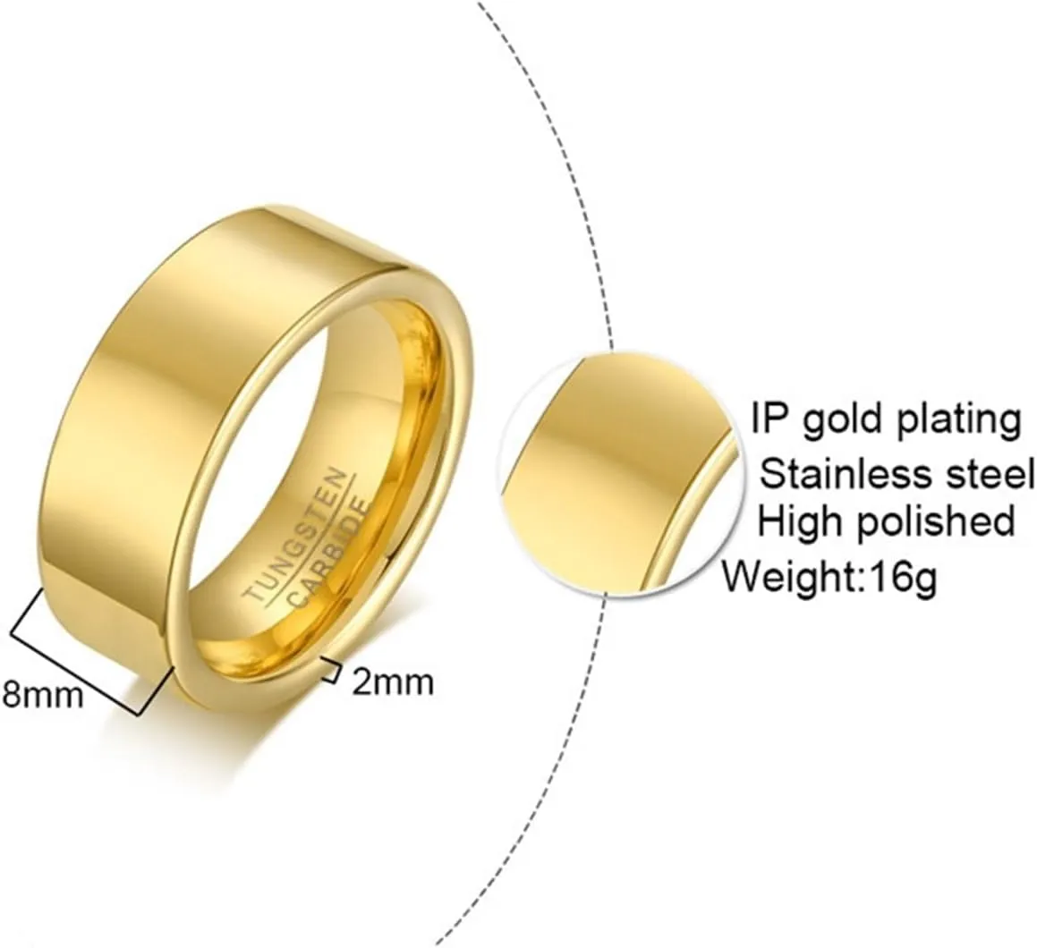 Couple Wedding Rings Set, Gold Tungsten Rings for Men Polished Silver Ring 5mm Men's and Women's Fashion Rings