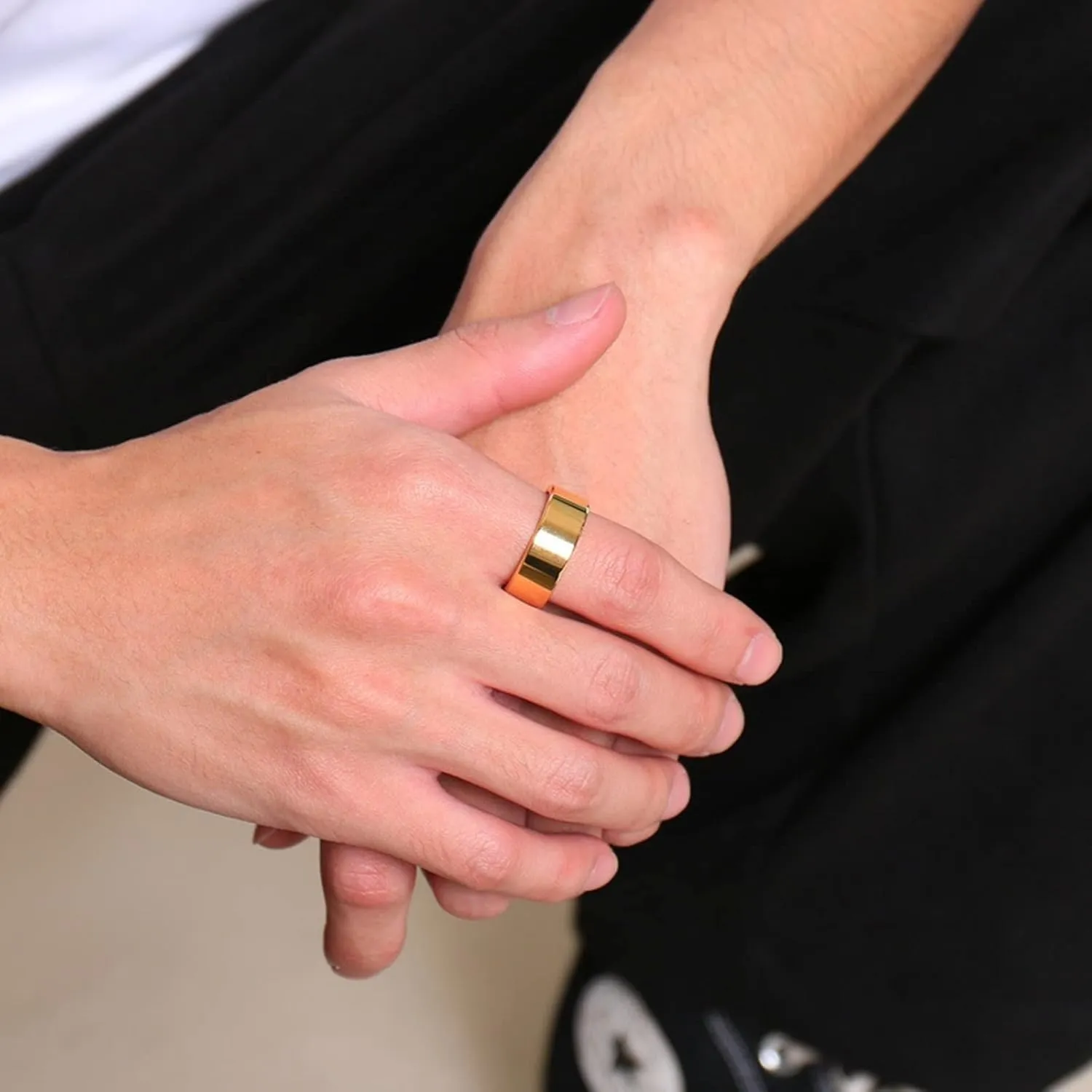 Couple Wedding Rings Set, Gold Tungsten Rings for Men Polished Silver Ring 5mm Men's and Women's Fashion Rings