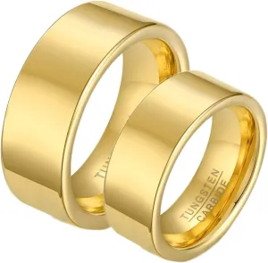 Couple Wedding Rings Set, Gold Tungsten Rings for Men Polished Silver Ring 5mm Men's and Women's Fashion Rings