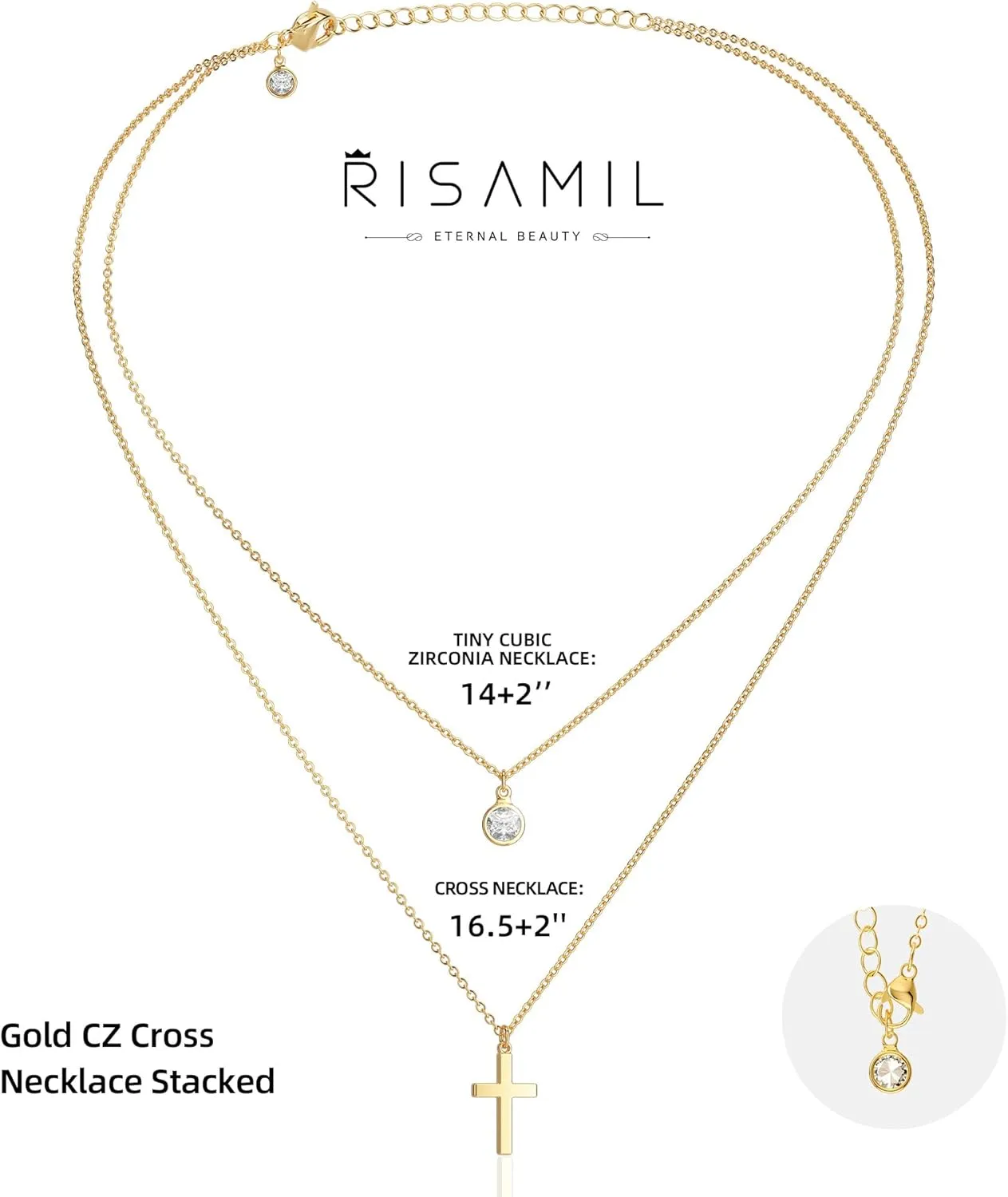 Cross Necklace for Women, 14K Gold/Silver Layered Cross Necklaces Dainty Cubic Zirconia Cross Necklaces Sideways Pearl Cross Choker Necklace for Women Trendy Necklace for Women Jewelry Gift