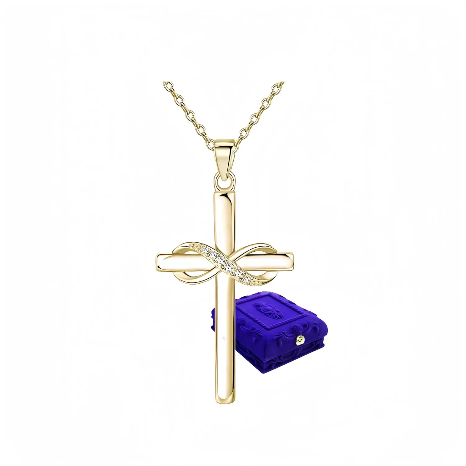 Cross Necklace for Women |18K Gold Plated Sterling Silver Cross Necklaces | Gold Pendant for Women