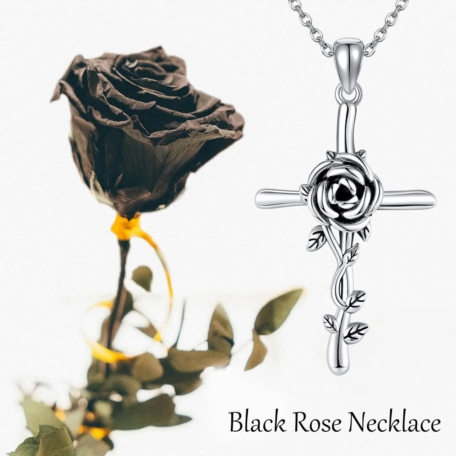 Cross Necklace S925 Sterling Silver Bee/Rose/Hummingbird/Butterfly/Cardinal Cross Necklaces Faith Christian Jewelry Gifts For Women