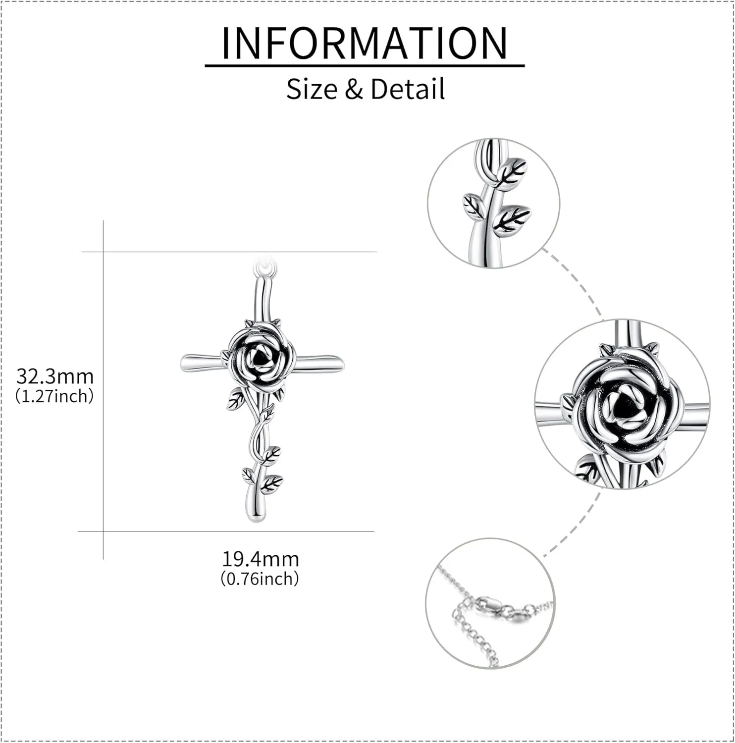 Cross Necklace S925 Sterling Silver Bee/Rose/Hummingbird/Butterfly/Cardinal Cross Necklaces Faith Christian Jewelry Gifts For Women