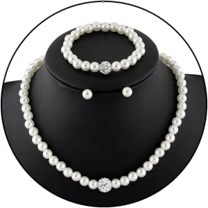 CSIYANJRY99 Pearl Necklace and Earring Set Faux Pearl Jewelry Sets for Women Imitation Beaded Pearl Necklace Bracelet Stud Earrings for Women